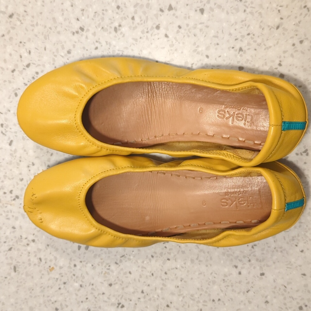 Tieks by Gavrieli Mustard Yellow Leather Ballet Flats sz 9